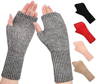 QICEDER Damen Fingerlose Handschuhe, Warmer Halb Strickhandschuhe Winter Pulswärmer Armstulpen Strick Kurzer Gestrickte Stulpen Fäustlinge mit Fingerdaumenloch