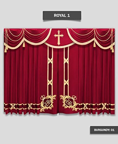Saaria Royal-1 Church Event Hall Club Stage Velvet Curtains School Stage Movie Theater Drapes 12'W x 8'H Burgundy-01