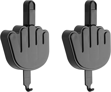 2 Pcs Middle Finger Key Hanger, Funny Self Adhesive Key Hook, Retractable Key Holder Keychain Wall Decorative for Doorway Wall Entryway Hallway