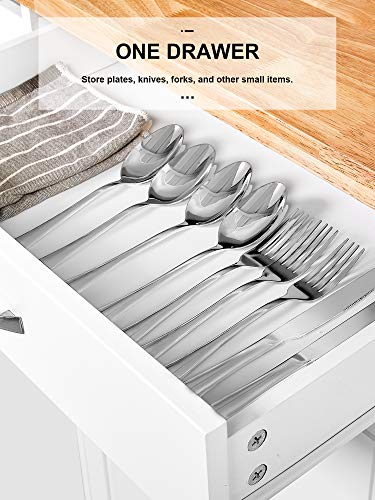 Kealive Kitchen Island on Wheels, Rolling Kitchen Cart with Spice Rack Towel Rack, with Large Drawer and Storage Cabinet, Solid Rubber Wood Top, White, 31.5L x 18.9W x35.4H