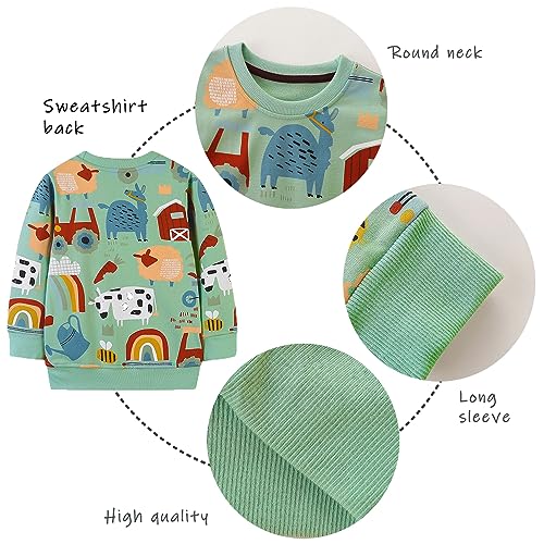 Image of GFQLONG Toddler Boy Sweatshirt 2T 3T 4T 5T Long Sleeve Shirts Boys Sweater | cotton dinosaur cartoon pullover crewneck sweatshirt,toddler boy sweaters tops,kids fall winter clothes