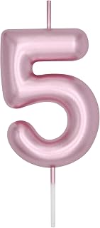 DERVENTA Number Candle Rose Gold 2.36 inch Party Celebration Anniversary Decoration Perfect Birthday Brunch Dessert Cake Topper 1 Piece (Number 5 Rose Gold)