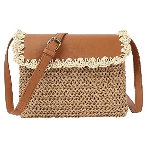 Women Small Straw Woven Cross-body Shoulder Bag Bohemian Handbag Purse