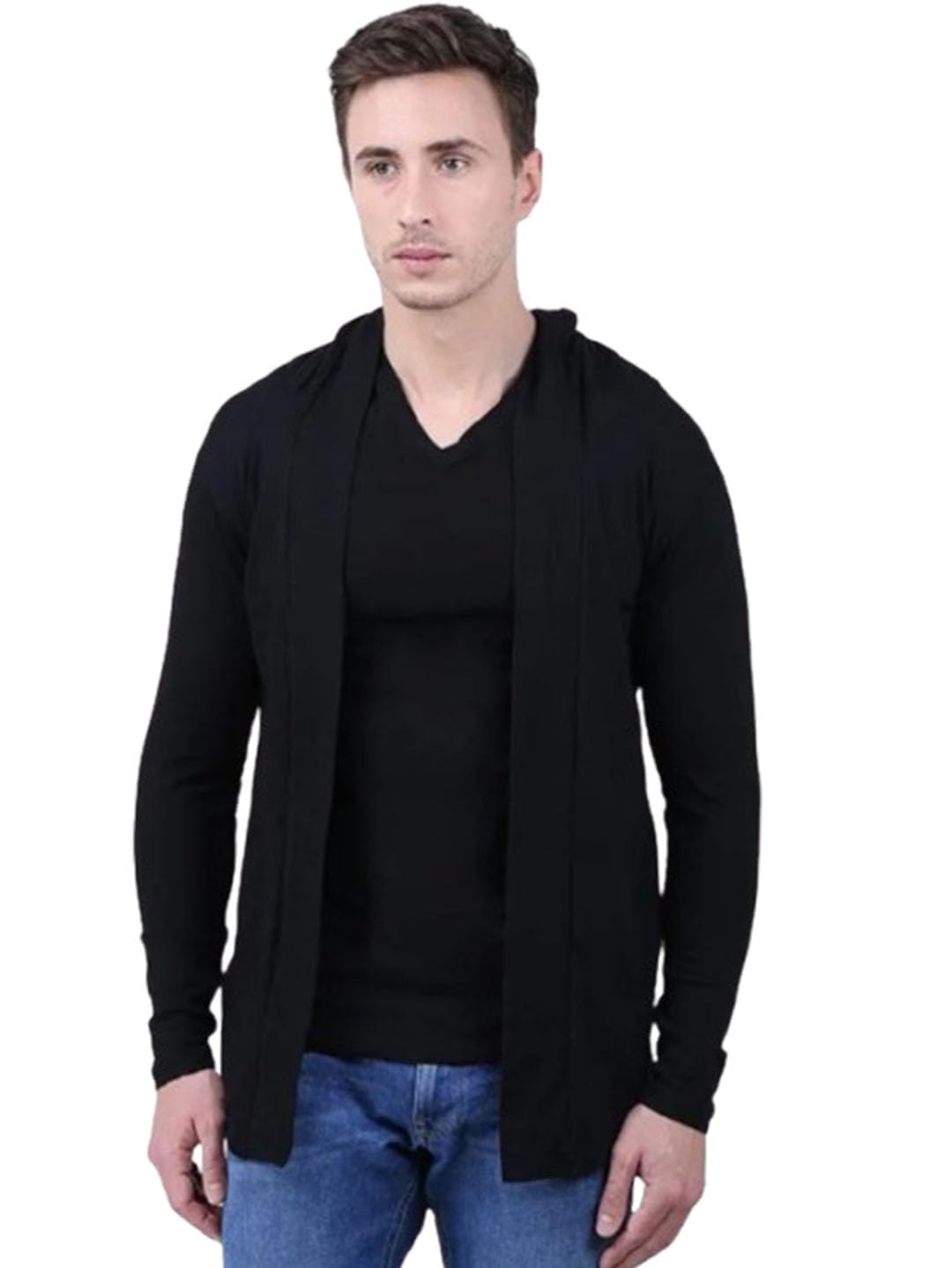 Men's Cotton Open Shrug | Full Sleeve with hood Cotton Open Long Cardigan for Men | Best for Casual Wear, Fashion Wear.-image-14