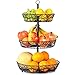 Produktbild Chefarone Obst Etagere 3 Etagen - Etagere Obst für mehr Platz auf der Arbeitsplatte - dekorativer Obstkorb schwarz - Obstschale Etagere groß ( 34 x 34 x 52 cm )