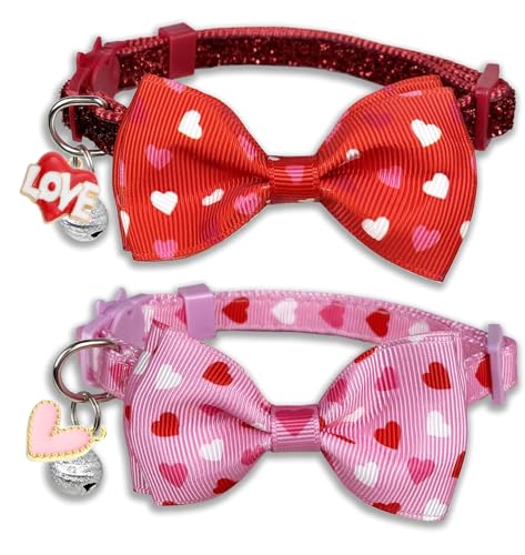 Pohshido Valentine's Day Cat Collar with Bow Tie...
