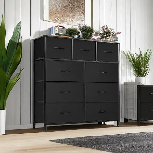 image for OLIXIS Dresser for Bedroom, 9 Storage Drawers, Wide Fabric Closet Ches