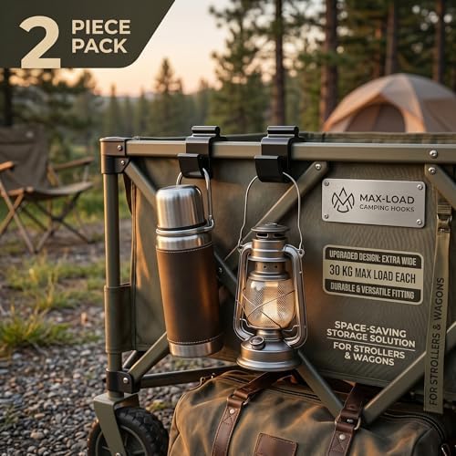 2 Pack Wagon Accessories, Upgraded Wagon Side Hooks Stroller Hooks with 30kg Load Capacity Travel Organizer for All Wagon Stroller — 사진 2