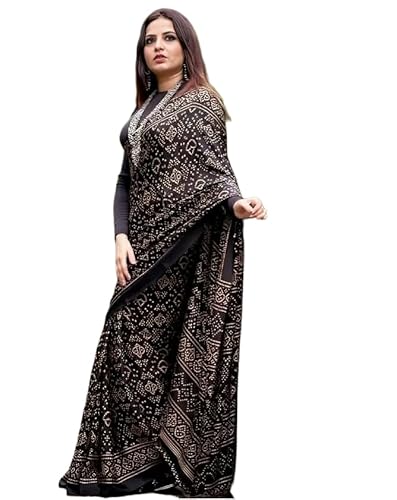 DREAM STYLE Women's Bandhani Printed Soft Silk Saree With Unstitched