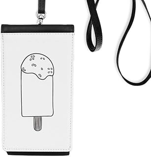 Black Outline Sesame Ice Popsicles Phone Wallet Purse Hanging Mobile Pouch Black Pocket