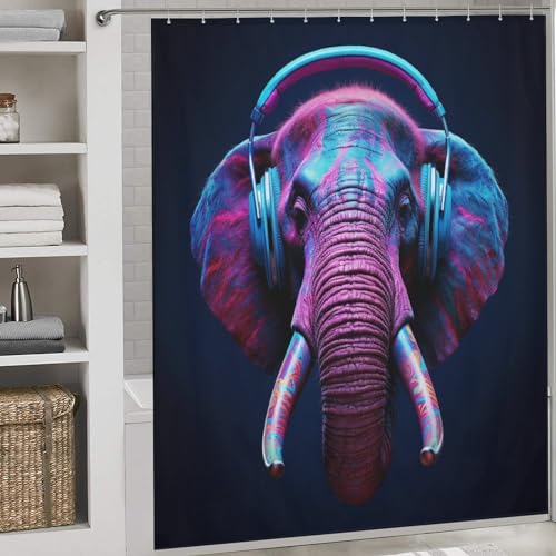 Rideau de douche éléphant en polyester imperméable 183x183cm lavable - 2