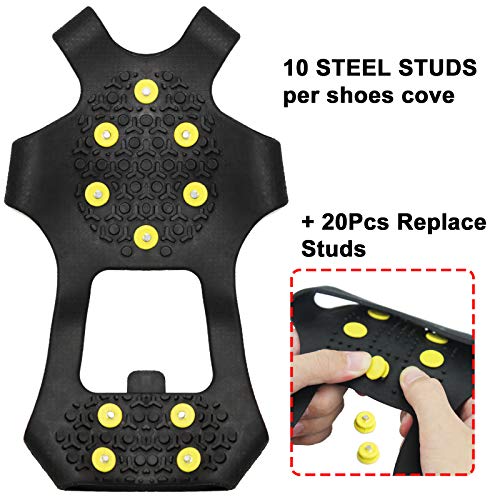 Ice & Snow Grips, Over Shoe/Boot Traction Cleat Spikes Anti Slip Crampons Slip-On Stretch Hiking And Walking Gripper For Snow, Ice, And Rock, Men & Women, Extra 20 Studs (Note: Shoes Not Included) #TOP7