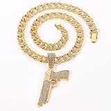 TOGGA Iced Out Crystal Hip-hop Necklace Shine Luxury Cool Rock Simulation Gun AK 47 Shape Rock Rapper Charm Jewelry Gifts