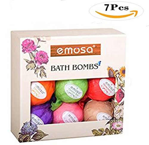 Bath Bombs Kit,7 Pieces Emose Handmade Natural Aromatherapy Spa Bath Organic Bubble Bath Bombs for Kids Girls Women Men