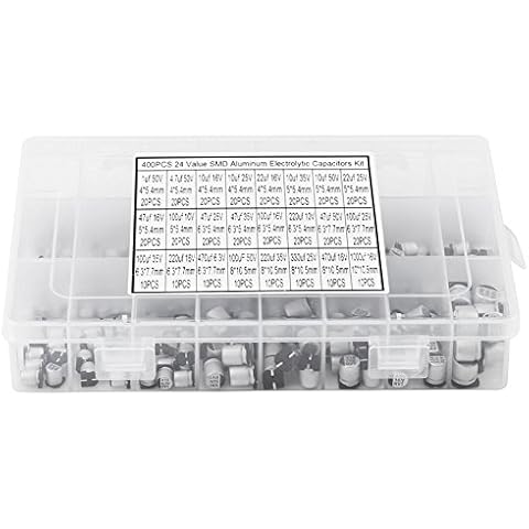 Elektrolytkondensatoren 400Stück 1uF-1000uF SMD Aluminium kondensatoren Sortiments kit 24 Werte Miniatur Elektrolyt kondensatoren Cover