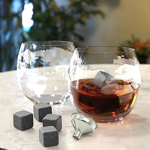 Chef's Star Whiskey Decanter Set For Men- Etched Globe Decanter Set With 2 Glasses, For Whiskey, Bourbon, Whiskey Stones, Liquor Gift Set, 850Ml (28 Oz) #TOP1