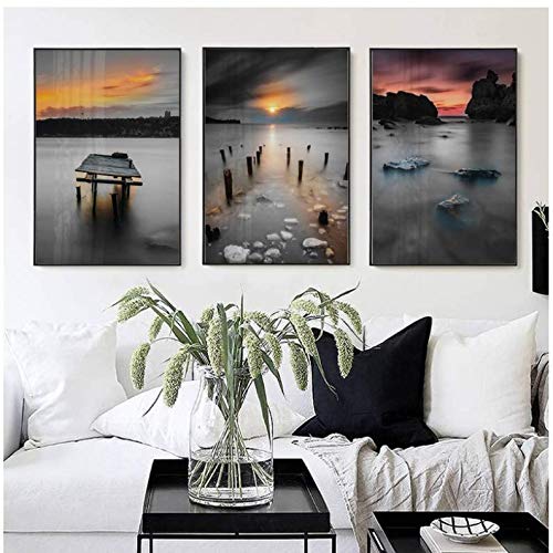 Peinture pour salon moderne paysage de la mer, décoration murale toile 50x70cm LYFLyuWF