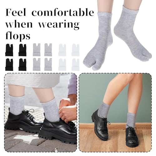 6 Pairs Flip Flop Socks, Elastic Tabi Split Toe Socks Wicking Cotton Sock Non Slip Toe Sock for Women Men3