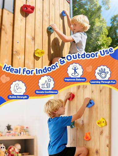 Trymaker Rock Climbing Holds, 15PCS Climbing Wall for Kids, Climbing Set for Adult Indoor and Outdoor(Small Size) - Thumbnail 2