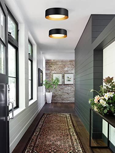 Vikaey Modern Flush Mount Ceiling Light, Minimalist Close To Ceiling Lighting Fixture, Acrylic Ceiling Lamp For Bedroom Hallway Bathroom Laundry Room, Black, 12.5'' #TOP5