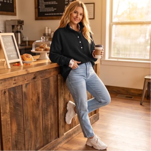 Mock Neck Sweatshirt Women Ruffle Trim Long Sleeve Oversized Sweatshirts - image 3