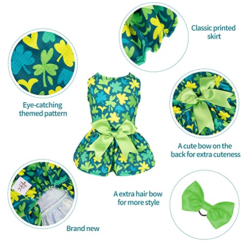 Image of CuteBone Dog Mesh Dress St.Patrick's Day Puppy Sundress Pet Outfit Summer Fashion for Small Dogs Girl Cat Clothes