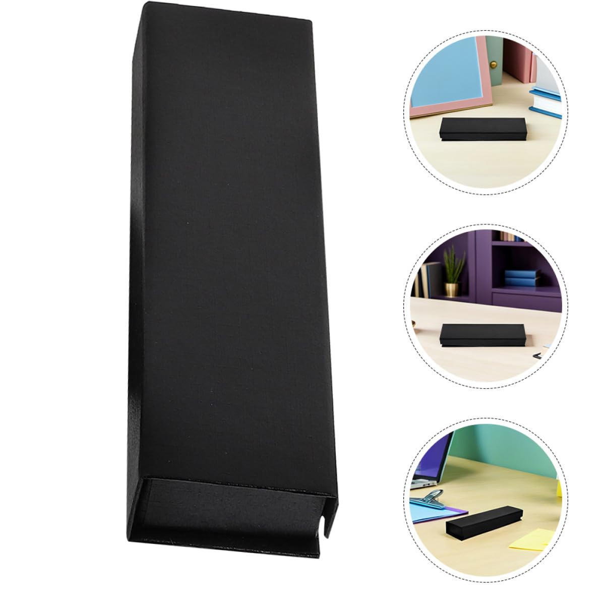 Caja para Bolígrafos Negra Tapa Abatible Estuche Pequeño para 10 Bolígrafos Resistente y Portátil para Oficina Obsequio Empresarial Almacenamiento Seguro y Elegante