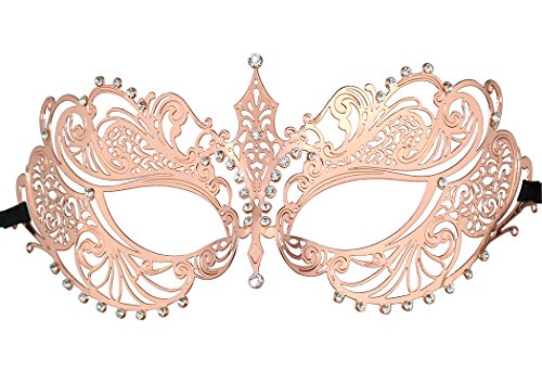 Coddsmz Masque Masque Masque Mardi Gras Laser Cut Metal Masque Femme (Or Rose)