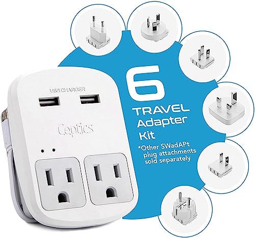 Ceptics Safest Travel Adapter Kit, Dual USB for iPhone, Chargers, Cell Phones, Laptop Perfect for Travelers - 3.6A with Qc. 3.0 Charge Faster - Image 3