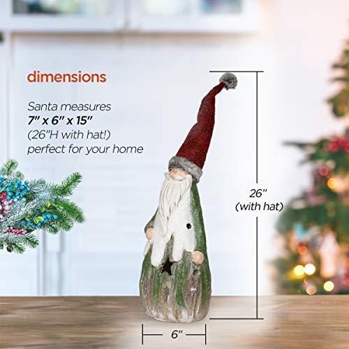 Alpine Corporation 26" H Indoor/Outdoor Country Christmas Santa Claus Statue Holiday Decoration With Led Lights #TOP2