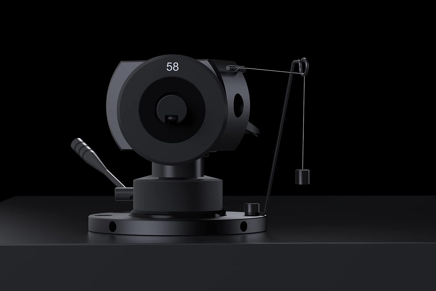 Close-up of Pro-Ject Debut PRO S tonearm anti-skate weight