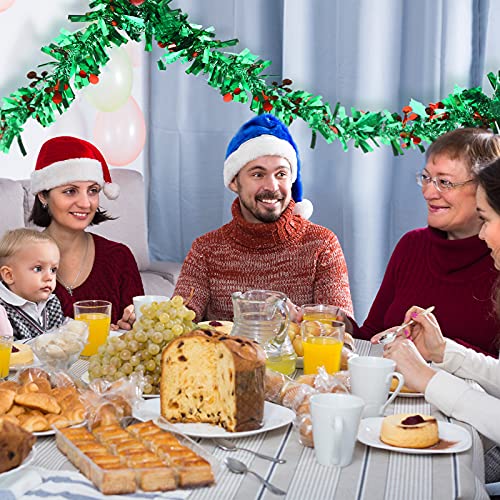 Tinsel Garland Christmas Decorations Green Metallic Garland With Red Berries Leaves Christmas Tree Tinsel Garland Green Metallic Twist Garland For Christmas Tree Ceiling Hanging Decor (6 Pcs, 39 Feet) #TOP5