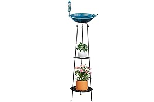 Metal Bird Bath with Plant Stand- Perfect for Water Garden & Pond Pumps