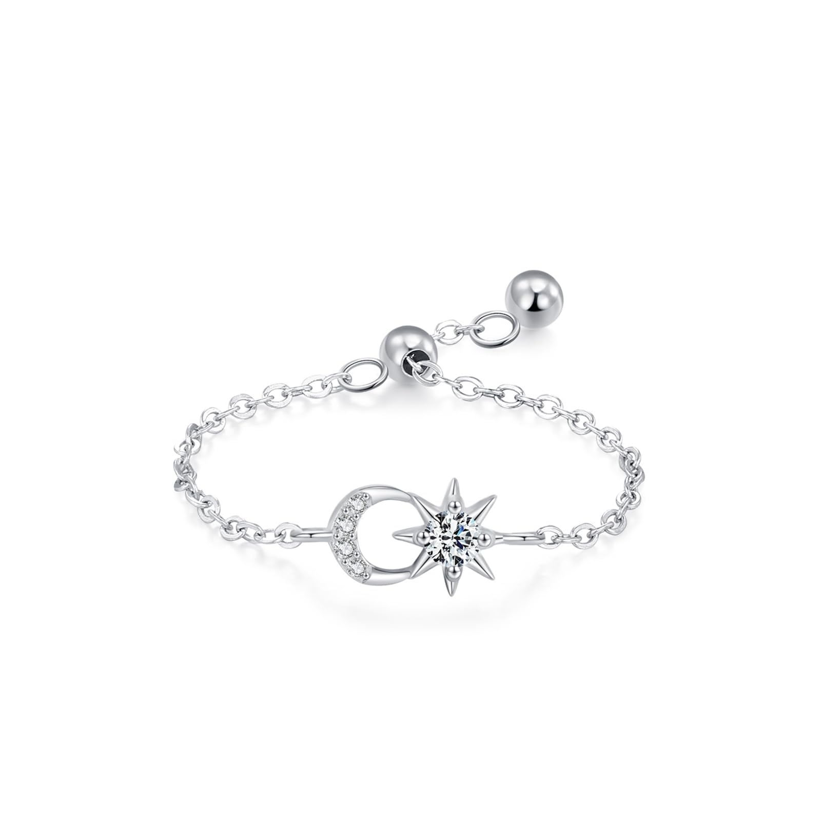 Anillo de oro para mujer, diamante cultivado en laboratorio, oro blanco, anillo de boda ajustable para mujer