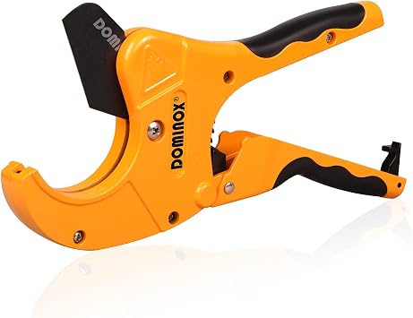PVC Pipe Cutter, Cuts up to 1-5/8" PEX, PVC, PPR, Plastic Hoses& Plumbing Pipes,Ratchet PVC Cutter Tool with SK5 Blade and Aluminum Alloy Body