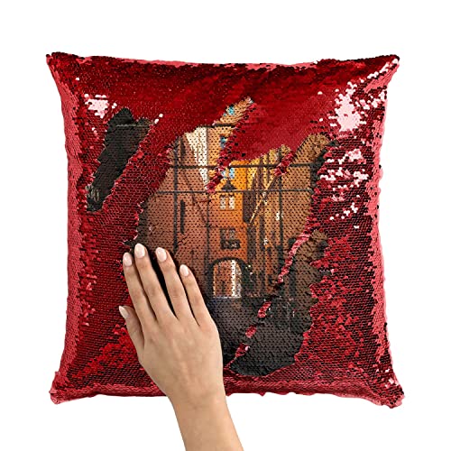 Coussin Sequin Paillettes Rouge déco paysage urbain et architecture - 3