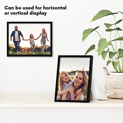 Americanflat 6x8 Picture Frame with Shatter-Resistant Glass - Streamline Collection - Thin Border Photo Frame for Tabletop and Wall Display - Hanging Hardware and Easel Stand Included - Black