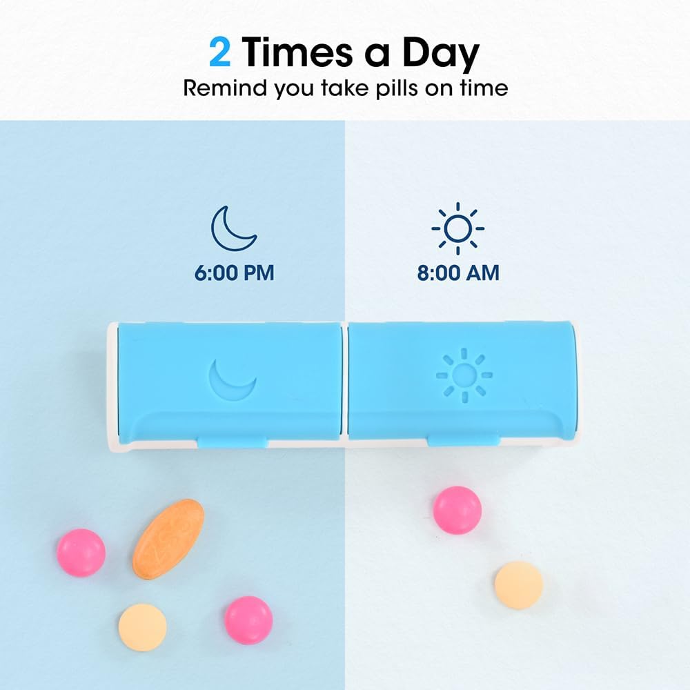 Weekly Pill Organizer, 7-Day Medicine Box, 2-3-4 Times Daily, Black Leather Travel Case (2 Compartment) image 5
