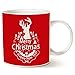 Christmas Gifts Holiday Coffee Mug, Wish You a Merry Christmas and Happy New Year Rangifer Tarandus Ceramic Cup, Red 14Oz