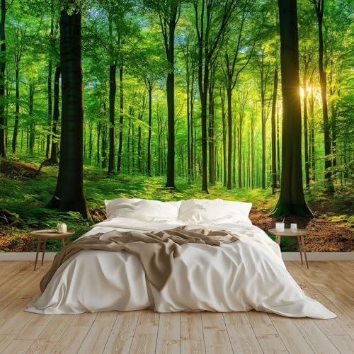 Générique Papier Peint Panoramique Forêt Nature Arbres Poster Geant Mural 200x140 cm, pour Salon Chambre Chambre D'enfants Restaurant Décoration Murale,...