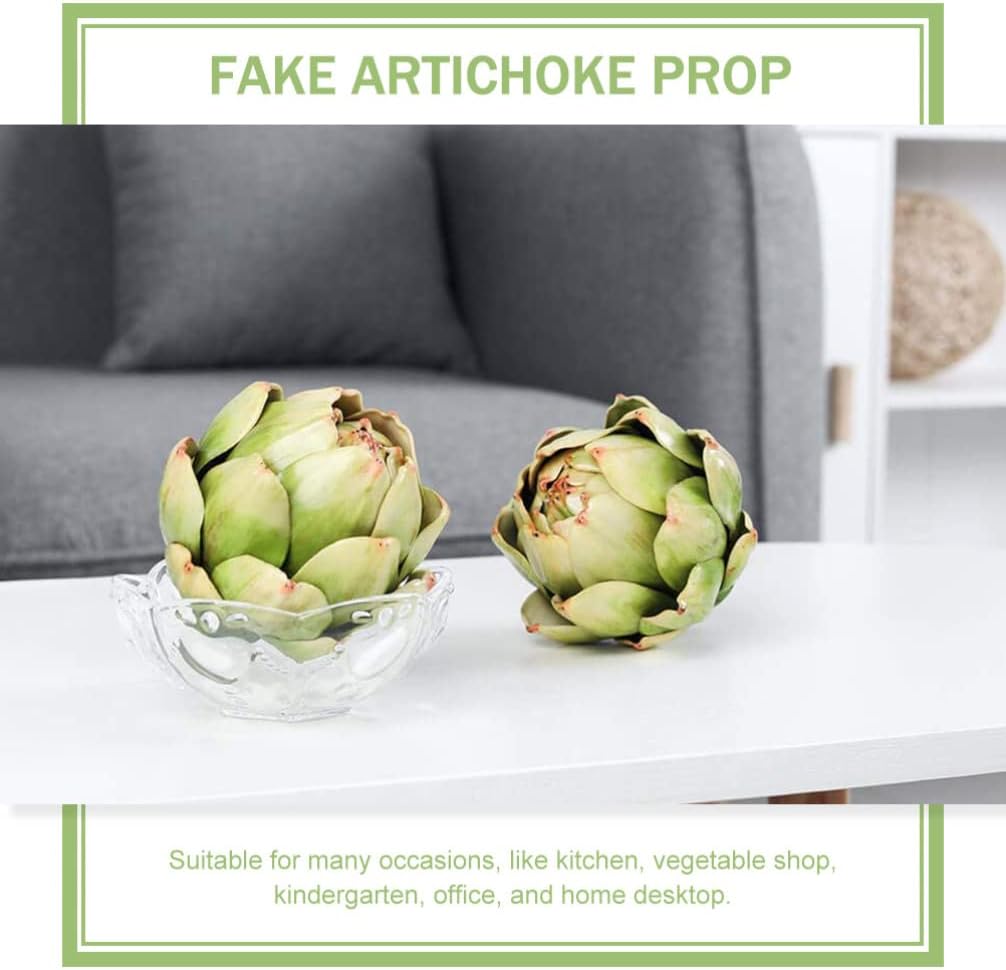 Operitacx 2pcs Large Artificial Artichoke Decorations Lifelike Plastic Vegetable Ornaments for Kitchen Decor Home Display and Restaurant Decoration