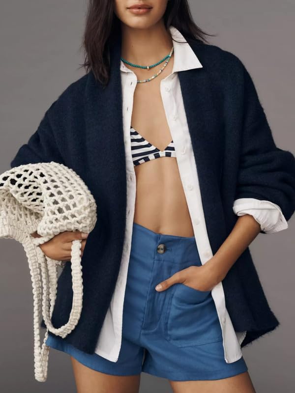 Women Cute Graphic Chunky Cardigan Long Sleeve Button Down Knit Sweater Top Cropped Fall Winter Knitwear Cardigan3