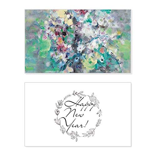 Nouvel An carte commémorative avec peinture à l'huile printanière fleur