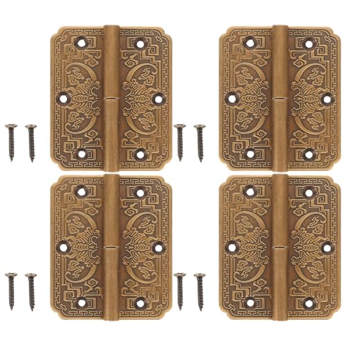 Abaodam 4個 真鍮製の蝶番小さな蝶番 キャビネットのドアのヒンジ キッチンキャビネットのドアヒンジ ワードローブヒンジ 真鍮製折りたたみ