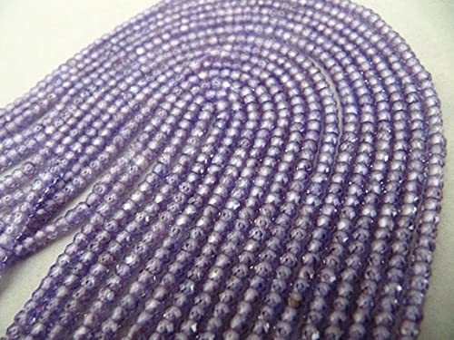 LKBEADS Sześcienne cyrkonowe koraliki kolor lawendy, nici CZ 3 mm kolor liliowy, półszlachetne koraliki 33 cm