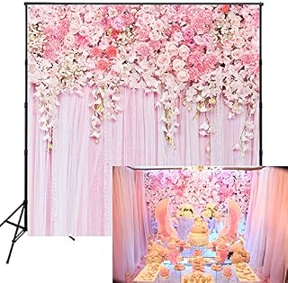 Muzi Pink Flowers Wall Photography Backdrops Rose Floral Spring Photo Background Baby Shower