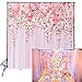 Muzi Pink Flowers Wall Photography Backdrops Rose Floral Spring Photo Background Baby Shower Wedding Studio Photographers Dessert Table Decor Booth Art Fabric Props 5x5ft D-9354
