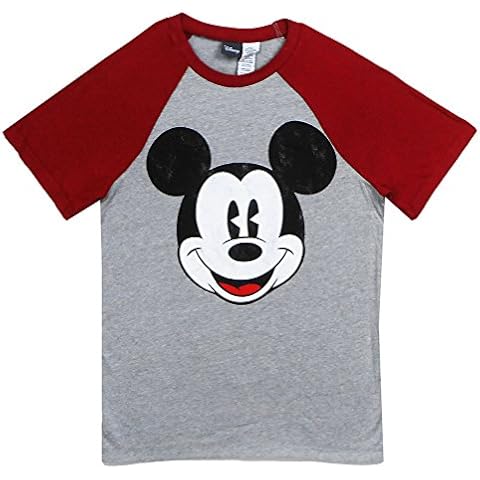 Disney Mens All Over Mickey Mouse Pajama Top Grey/Red Medium Cover