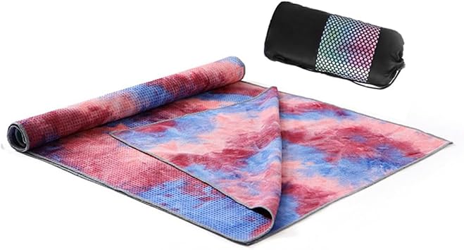 Yoga Towel for Yoga Mat, Non Slip Mat Cover for Hot Yoga, Washable Microfiber Light Weight (Purple-red)