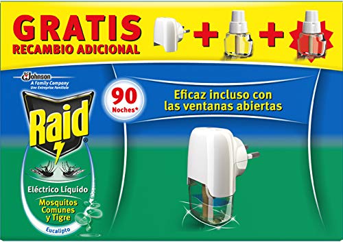 Miniatura 11 de Raid - Difusor Eléctrico Anti Mosquitos Comunes Y Tigre Aroma Eucalipto Con Aplicador Y 2 Recambios, Blanco